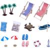 Miniature Beach Accessories Set 1 12 Scale Micro Scene Decor with Folding Sunbath Chair and Umbrella for Dollhouse Indoor Play view 1