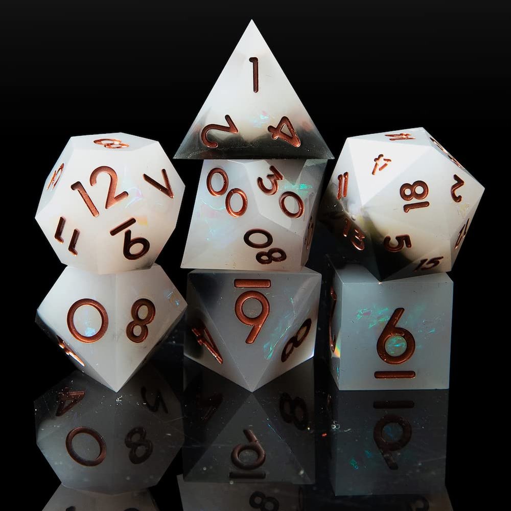 Sharp Edge DND Dice Set Handmade 7 Accessories Dice for Dungeons and Dragons TTRPG Games, Multi-Sided RPG Polyhedral Resin Sharp Edge Dice Roleplaying Games