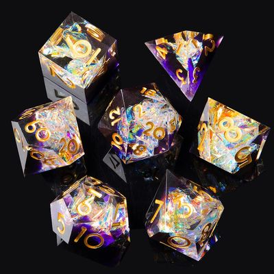 Sharp Edge DND Dice Set Handmade 7 Accessories Dice for Dungeons and Dragons TTRPG Games, Multi-Sided RPG Polyhedral Resin Sharp Edge Dice Roleplaying Games