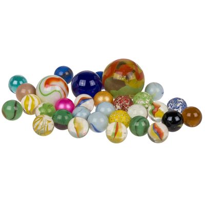 Out of the blue Glass Marbles Game Approx. 250 g Colourful Glass Baubles Various Sizes Craft Game
