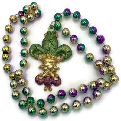 Comedy Tragedy Jester Faces Mardi Gras Bead Necklace New Orleans Parade Beads
