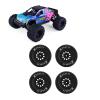 Alomejor 4Pcs 1/10 Scale RC Car Tires, Rubber Tires Plastic Wheel Hubs for 1/10 Off Road Remote Control Car view 2