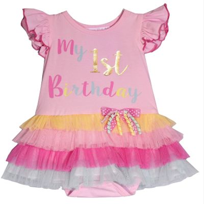 Bonnie Jean Girls 1st Birthday Bubble with Headband (6-9 Months, First Birthday Outfit)