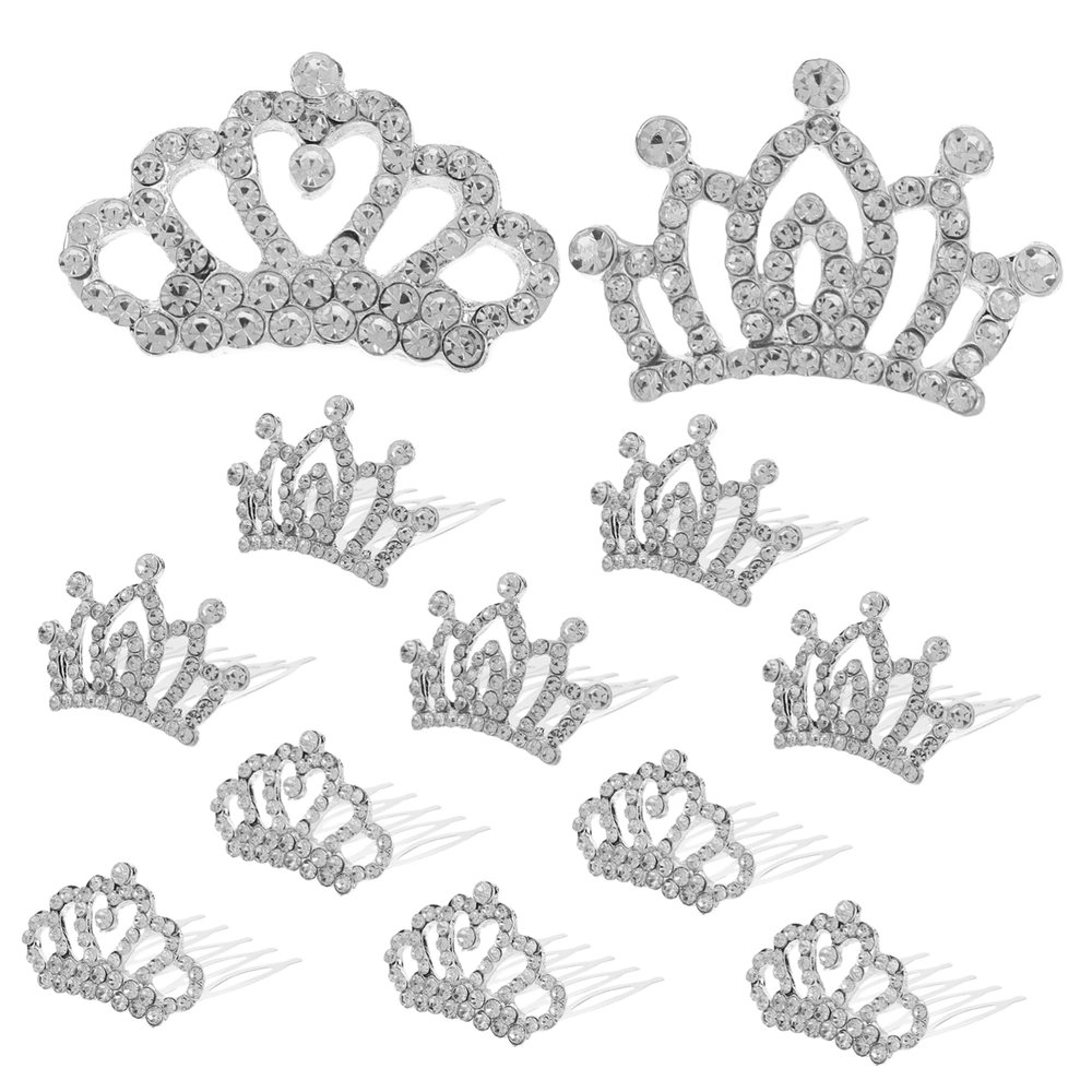 BIUDECO Princess Hair Accessories - 12pcs Rhinestone Headbands, Tiaras, Hair Clips, Combs for Girls' Parties and Favors