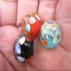 Big Game Toys~Set of 3 Big TOP 16mm Handmade Art Glass Blue Red Black Spots/Dots Swirls Marbles Circus Tent view 2