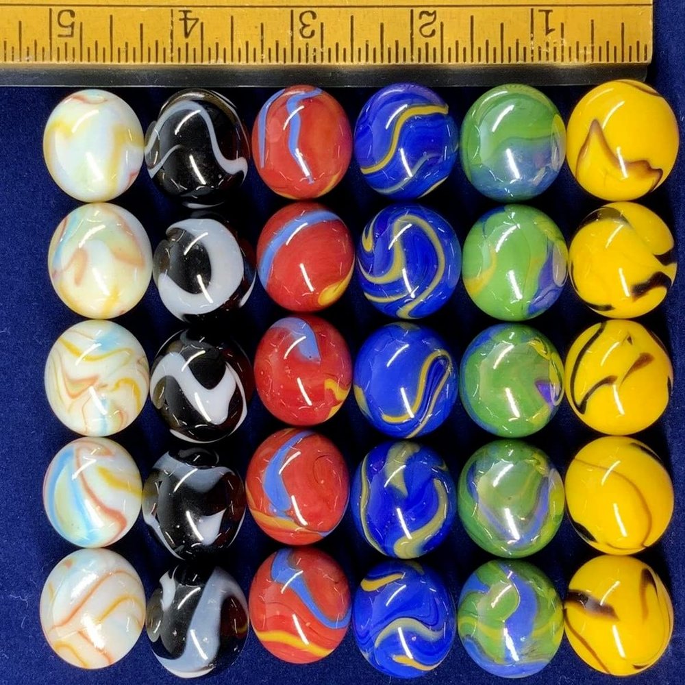 Big Game ~22mm (7/8") Large 30 Deluxe (w/Drawstring Storage Bag) Replacement Marbles Aggravation Wahoo Dirty Marbles Chinese Checker Board Game Glass