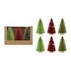 Creative Co-Op 2-1/2" Round x 6" H Sisal Bottle Brush Trees w/Wood Bases, Burgundy & Green Colors, Boxed Set of 6 view 1