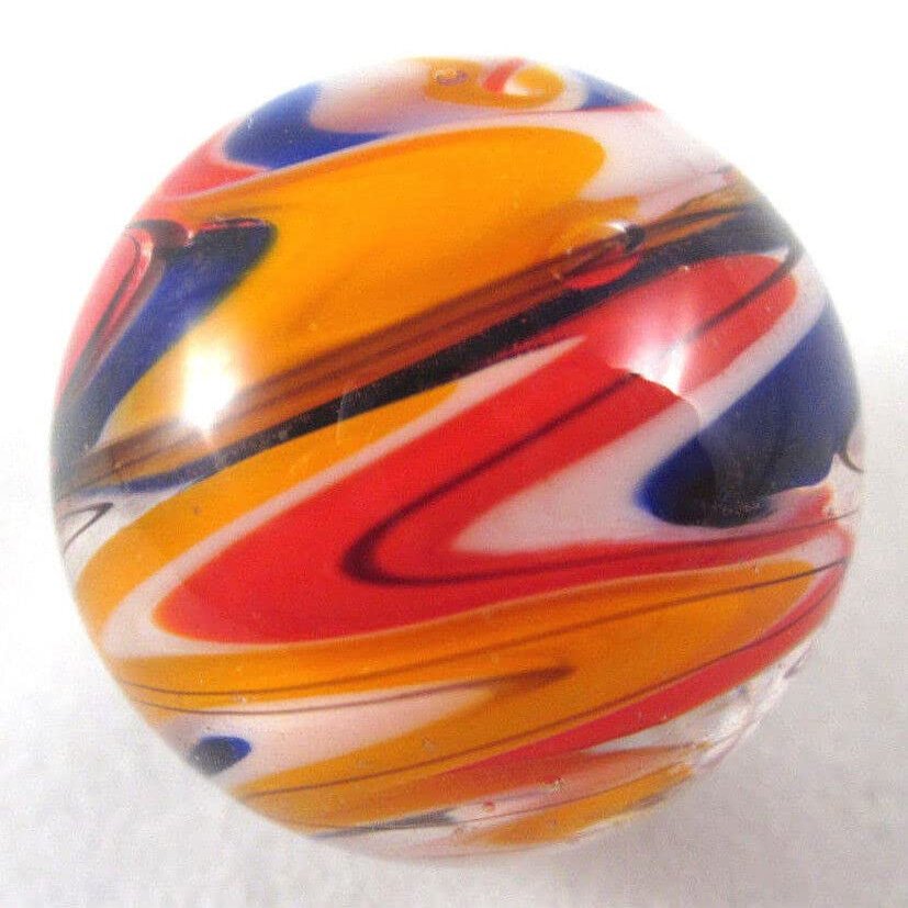 Big Game Toys~25mm (1") WURLITZER Hand Made Art Glass Marble w/Stand Aquarium Decor