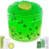 Premade Lemon Green Jelly Cube Glimmer Crunchy Crystal Slime, Includes 6 Sets of Add-ins, Super Soft and Non-Sticky, Party Favors for Boys and Girls view 1