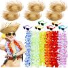 18 Pcs Hawaiian Party Kit: 6 Luau Hats, 6 Sunglasses, 6 Leis - Summer Beach Themed Party Favors and Wearables view 1