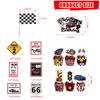 Mpanwen Race Car Birthday Party Supplies, 142 Pcs Racecar Racing Party Decorations for Boys Baby - Backdrop, Banner, Cake, and Cupcake Toppers, Balloons, Cupcakes Wrappers, Party Traffic Signs, Flags view 4