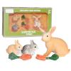 FLORMOON 5 Pcs Rabbit Carrot Figures Easter Rabbit Ornament Animal Figurines Miniature Landscape DIY Home Decoration Cake Topper Educational Gift for Kids and Toddler view 1