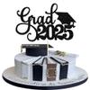 1 Pack Grad 2026 Cake Topper with Glitter Congrats Grad Cap Class of 2026 Cake Pick Decorations for 2026 Graduation Theme School Boys Girls Graduate Party Supplies Black view 1