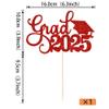 1 Pack Grad 2026 Cake Topper with Glitter Congrats Grad Cap Class of 2026 Cake Pick Decorations for 2026 Graduation Theme School Boys Girls Graduate Party Supplies Red view 2