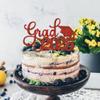 1 Pack Grad 2026 Cake Topper with Glitter Congrats Grad Cap Class of 2026 Cake Pick Decorations for 2026 Graduation Theme School Boys Girls Graduate Party Supplies Red view 3