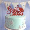 1 Pack Grad 2026 Cake Topper with Glitter Congrats Grad Cap Class of 2026 Cake Pick Decorations for 2026 Graduation Theme School Boys Girls Graduate Party Supplies Red view 4