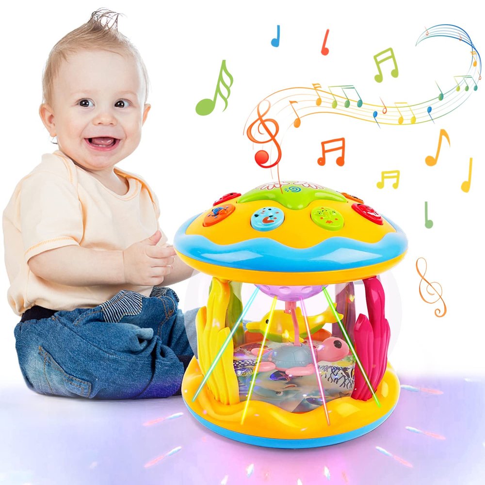 Baby Toys 6 to 12 Months Ocean Projector Baby Light Up Toys Musical Tummy Time Infant Toys 3-6 6-12 12-18 Months 6 7 8 9 Month One Year Old Birthday Gifts Boys Girls