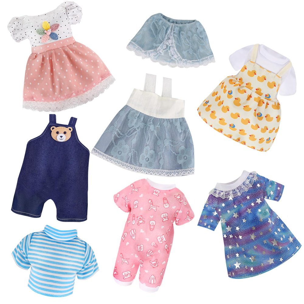 Alive Doll Clothes and Accessories - Baby Doll Dresses Fit for 10 11 12 Inch Girl Dolls, 6 Sets Dolls Outfits Include Dresses, Pajamas, One-Piece Suit, Jumpsuits, for Girls Gifts Christmas