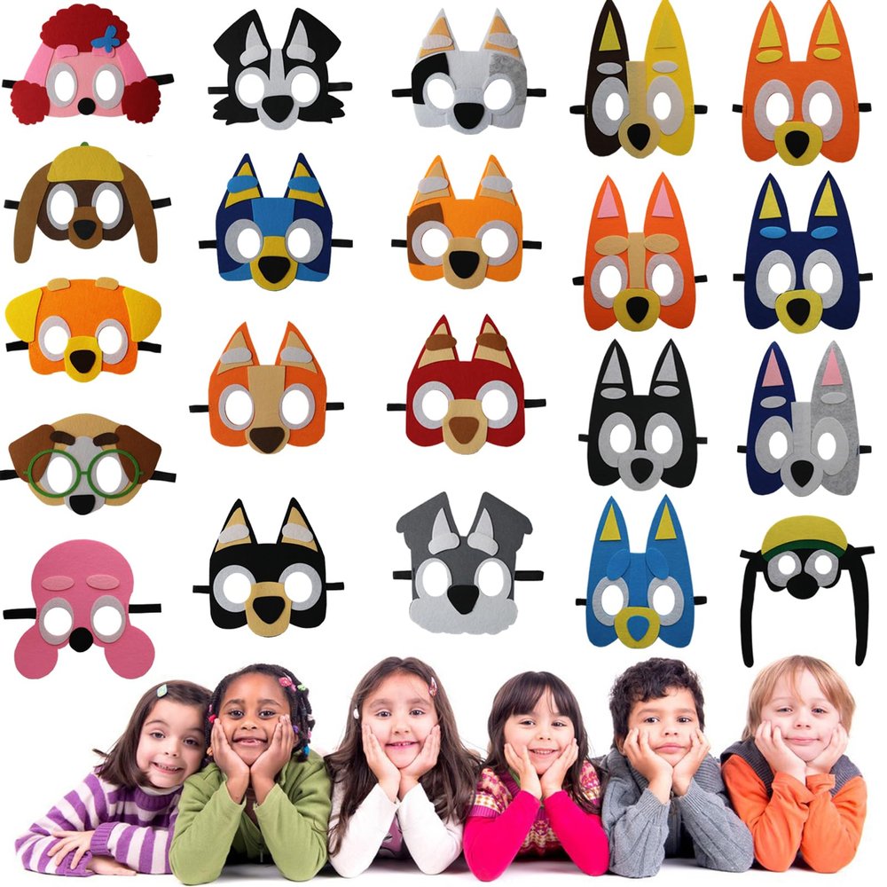 21 Packs Puppy Dog Felt Mask for Kids, Puppy Dog Themed Party Supplies Birthday Party Favors Costumes Dress-Up Masks Birthday Gift for Boys Girls