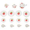 Vaguelly 15 Pieces Miniature Ware Porcelain Tea Set Floral 1/12 Miniature Cups Plates Dollhouse Kitchen Accessories for Age 3+ view 1