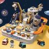Mostop Kids Race Track Game Car Adventure Toy for 3 4 5 6 7 Years Old Boys Girls, Spaceship Puzzle Rail Track City Rescue Playset Magnet Toy Educational Learning Toddler Race Track with 3 Mini Cars view 1