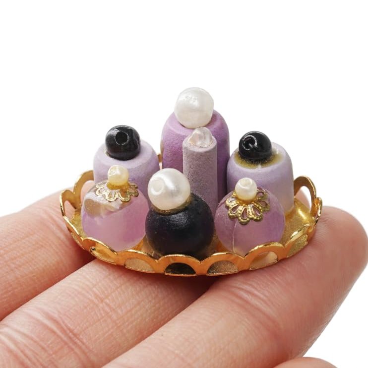 Odoria 1/12 Miniature Perfume Tray Dollhouse Decoration Accessories, Purple