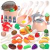 CUTE STONE Toy Kitchen Accessories Set, Play Food Sets for Kids Kitchen, Kids Cooking Sets with Play Pots and Pans, Utensils Cookware Toys, Toddler Kitchen Playset, Play Kitchen Toy for Girls Boys view 1