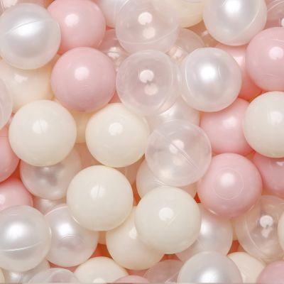 TRENDPLAY Plastic Balls for Ball Pits - Pack of 100 Hollow Balls- Safe and Exciting Playtime - Perfect for Toddler Baby Pools,Party,Festival Decoration, Pink+Beige+ Pearl White