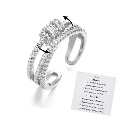 INERRWIX To My Mom - Fidget Ring Anxiety Meditation Ring for Women Ring with Beads Spinner Adjustable Swivel Ring Figet Anxiety Jewelry Gift For Mother's Day Gift (To My Mom)