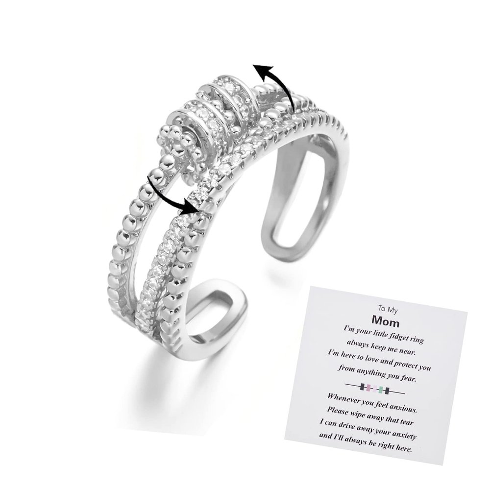 INERRWIX To My Mom - Fidget Ring Anxiety Meditation Ring for Women Ring with Beads Spinner Adjustable Swivel Ring Figet Anxiety Jewelry Gift For Mother's Day Gift (To My Mom)