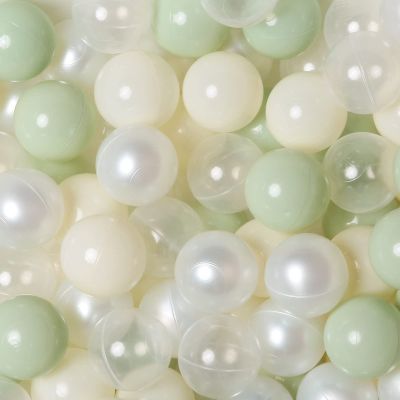TRENDPLAY Plastic Balls for Ball Pits - Pack of 100 Hollow Balls- Safe and Exciting Playtime - Perfect for Toddler Baby Pools,Party,Festival Decoration, Green+Beige+Pearl White