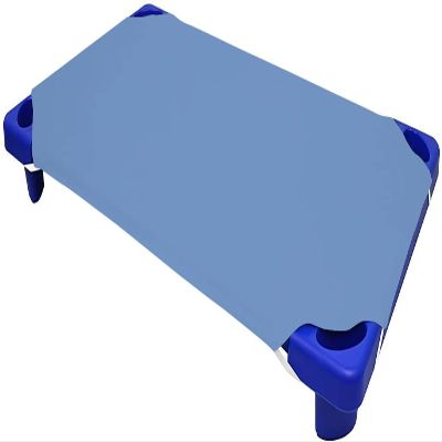 Daycare Cot Sheets for Toddler and Preschool- Corner Elastic Loops - Cot Bed Fitted Sheet - 100% Egyptian Cotton Surface, Pack of 12 (23" W X 47" L) - Medium Blue