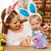 Easfan Easter Rabbit Pink Plush Jumping Spotted Rabbit Talking Hopping Ears Nose Moving Educational Plush Toy Singing Shaking Glowing Interactive Toy Electric for Toddlers Kids view 4