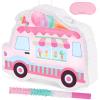 WERNNSAI Ice Cream Piata -15.7'' x 12.2'' Ice Cream Truck Piata with Stick and Blindfold Birthday Game for Kids Girls Summer Candy Theme Party Baby Shower School Activities Dessert Party Decorations view 1