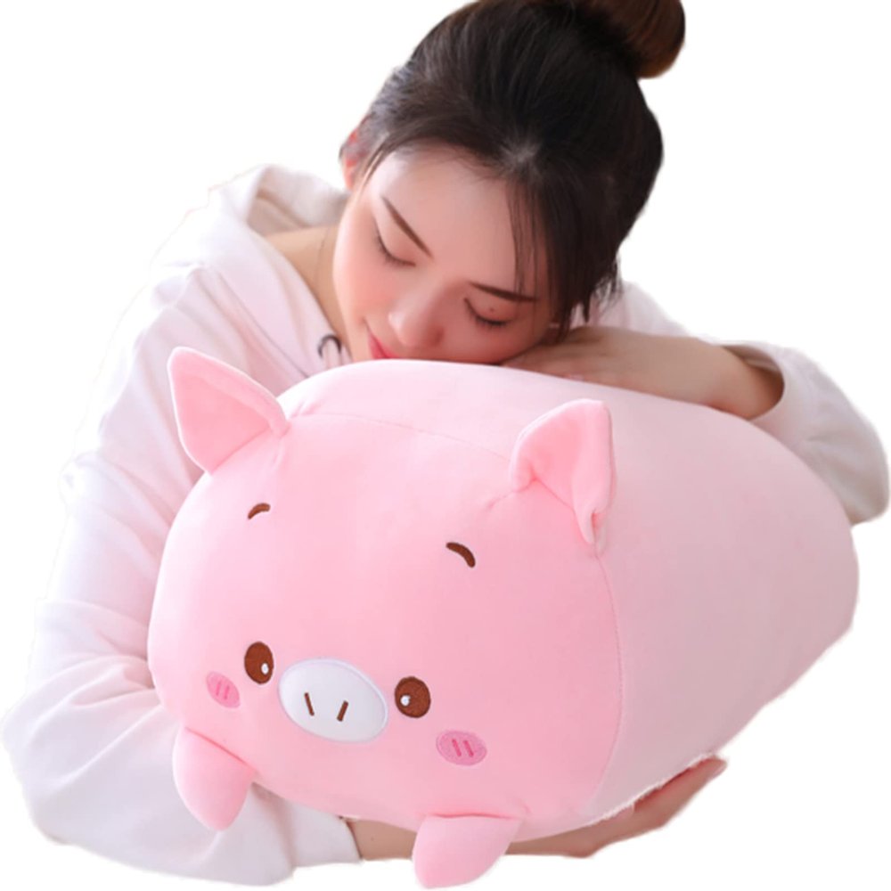 COSGOO Cute Plush Pig Stuffed Squishy Animal Pig Cylindrical Body Pig Pillow,Super Soft Pig Hugging Toy Pillow Kids Kawaii Sleeping Pig Pillow Gifts for Bedding Decor or Home Decor 24-Inch