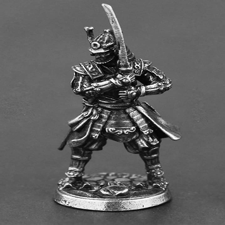 CAULYS Alloy Samurai Model, Ancient Mini Warrior Model Toy, Japanese Style Table Games and Chess Decoration Military Manual, DIY Alloy Samurai Doll (M)