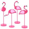 4Pcs Flamingo Wood Tall Standing Block Set Christmas Pink Flamingo Table Sign Tropical Bird Table Centerpieces Toppers for Home Office Desk Tier Tray Decor Party Supplies view 1