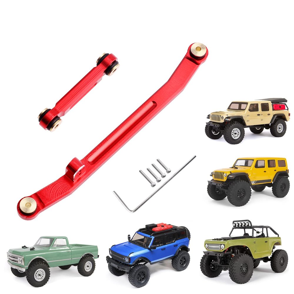 Hobbypark Aluminum Steering Rod Tie Links High-Tightening Linkage for Axial SCX24 Gladiator Bronco C10 JLU Deadbolt B17 1/24 RC Crawler (Red)