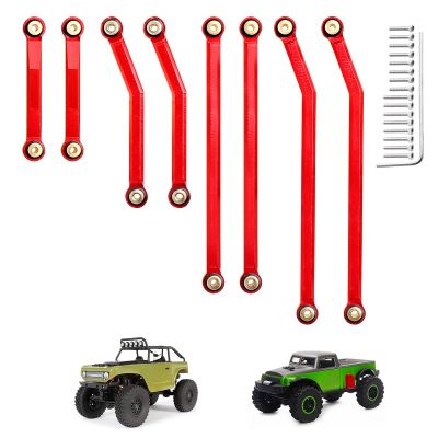 Hobbypark High Clearance Links Set Aluminum Upgrades Linkage for Axial SCX24 Deadbolt AXI90081 B17 Upgrades 1/24 RC Crawler Car (Red)