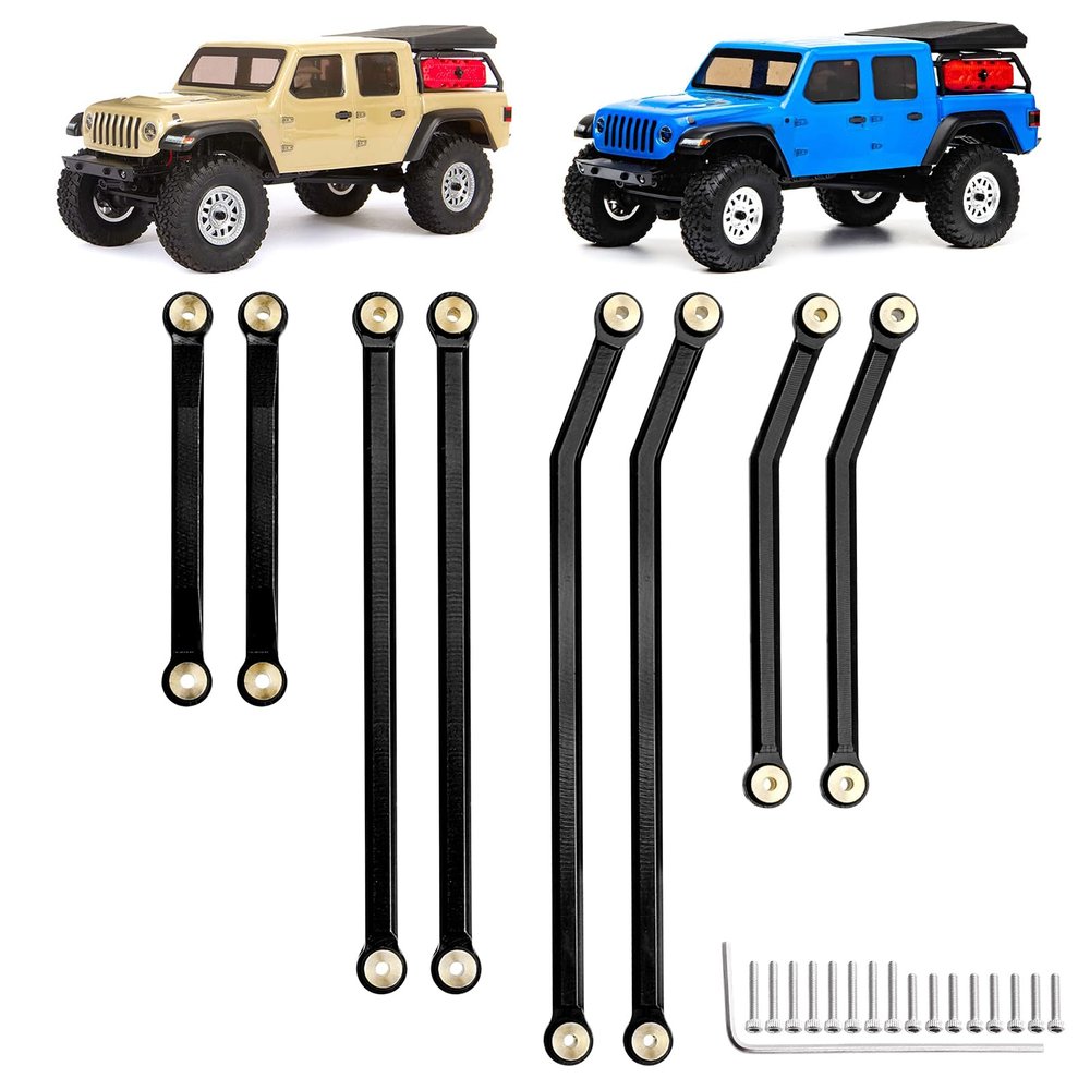 Hobbypark Aluminum High Clearance Links Set Upgrades for Axial SCX24 Gladiator AXI00005 Upgrades 1/24 RC Crawler Car (Black)