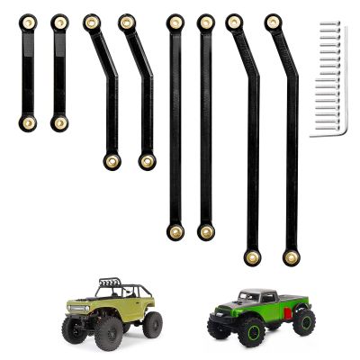 Hobbypark High Clearance Links Set Aluminum Upgrades Linkage for Axial SCX24 Deadbolt AXI90081 B17 Upgrades 1/24 RC Crawler Car (Black)