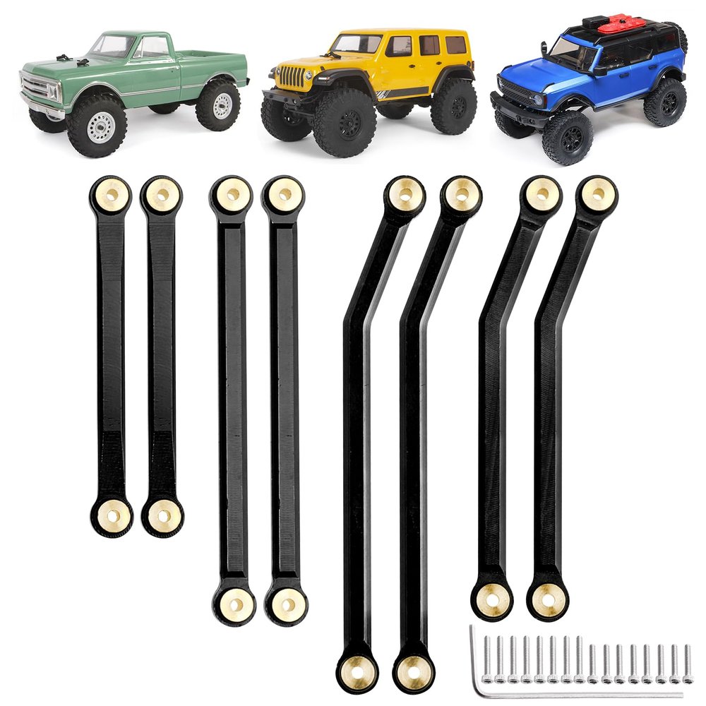 Hobbypark High Clearance Links Set Upgrades for Axial SCX24 C10 AXI00001 Wrangler JLU AXI00002 Bronco AXI00006 1/24 RC Crawler Car (Black)