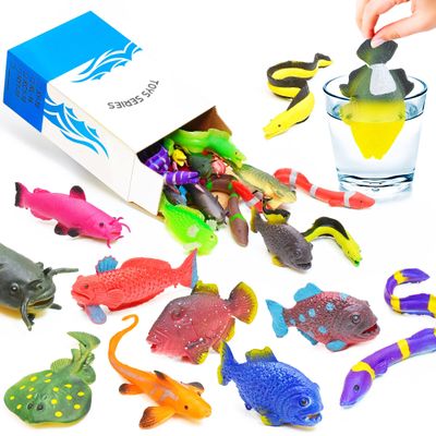 ChuburD 10PCS Sea Animal Figurines Bath Toys, Color Changing Ocean Fish Toys, Stretchy Realistic Animal Set, for Kids 3 and Up, for Themed Parties, Cake Topper, Classroom Rewards, Goodie Bag Filler