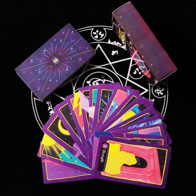 Jayiaine Tarot Card Deck, 78 Classic Portable Fate Divination Holographic Spiritual Tarot Card Set Party Meaningful Future Telling Game Oracle Card for Beginners,Purple