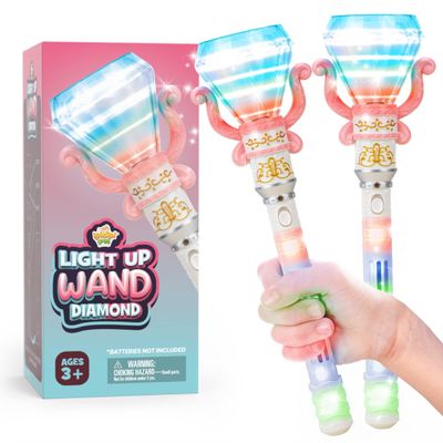 IPIDIPI TOYS Spinning Light Up Magic Wands for Kids - Pack of 2 - Pretend Play Fairy Magic Wand - Christmas Stocking Stuffers Light Up Toys, Party Favors, Goodie Bag for Girls