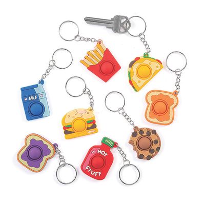 Fun Express Lotsa Pops Popping Toy Mini Food Keychain Assortment, 48 Pieces