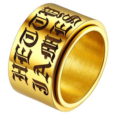 FaithHeart Masculine Fidget Spinner Ring for Anxiety Gold Thumb Pinky Finger Rings for Men Women Size 7