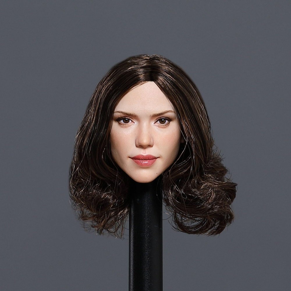 1/6 Scale Female Head Sculpt,European Sweet Girl Suntan Skin Head Carved for 12inch Female PH TBL JO Female Action Figure Body (A)