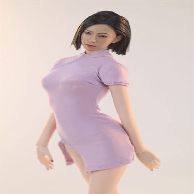 1/6 Scale Female Clothes,Female Side Slit Cheongsam Dress Costume Clothing for 12inch PH TBL JO Action Figure Body (Purple)