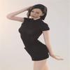 Fremego 1/6 Scale Female Clothes,Female Side Slit Cheongsam Dress Costume Clothing for 12inch PH TBL JO Action Figure Body (Black) view 3